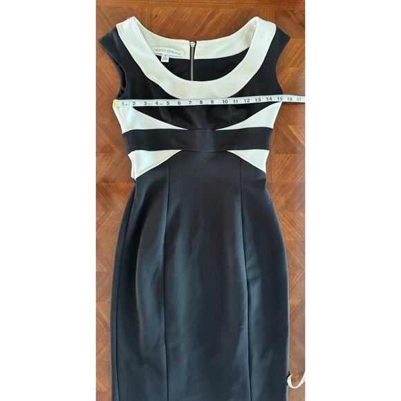 Maggy London Black White Sheath Dress Size 4 Colorblock Sleeveless - Picture 10 of 12